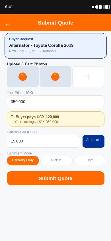 Seller submits quote