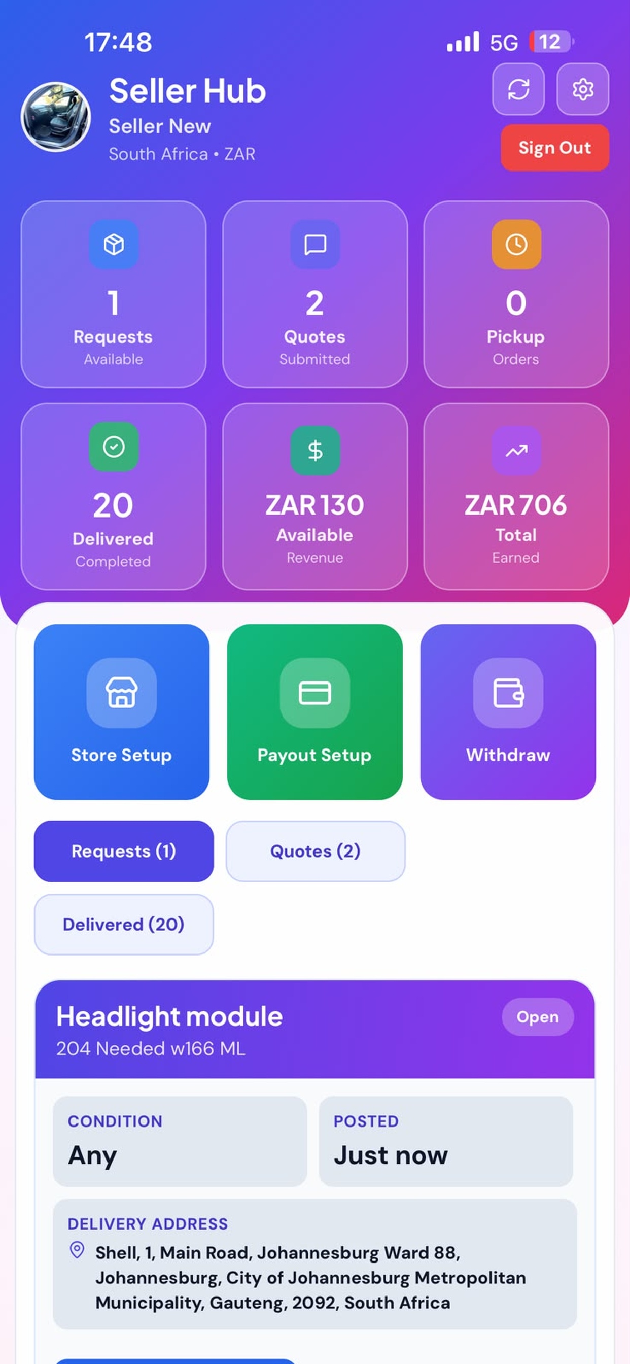 Seller hub